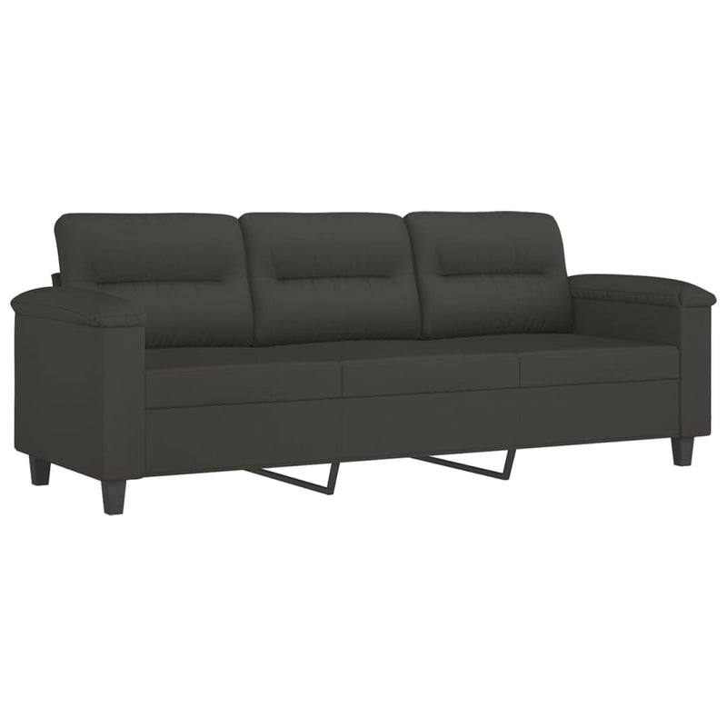 vidaXL 3-Seater Sofa Dark Grey 180 cm Microfibre Fabric