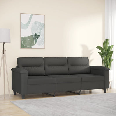 vidaXL 3-Seater Sofa Dark Grey 180 cm Microfibre Fabric