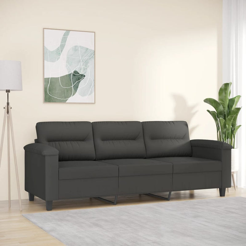 vidaXL 3-Seater Sofa Dark Grey 180 cm Microfibre Fabric