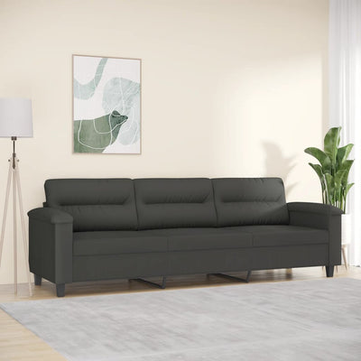 vidaXL 3-Seater Sofa Dark Grey 180 cm Microfibre Fabric