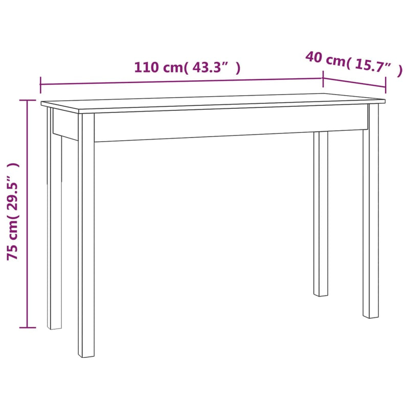 vidaXL Console Table 110x40x75 cm Solid Wood Pine