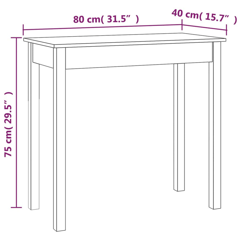 vidaXL Console Table 110x40x75 cm Solid Wood Pine