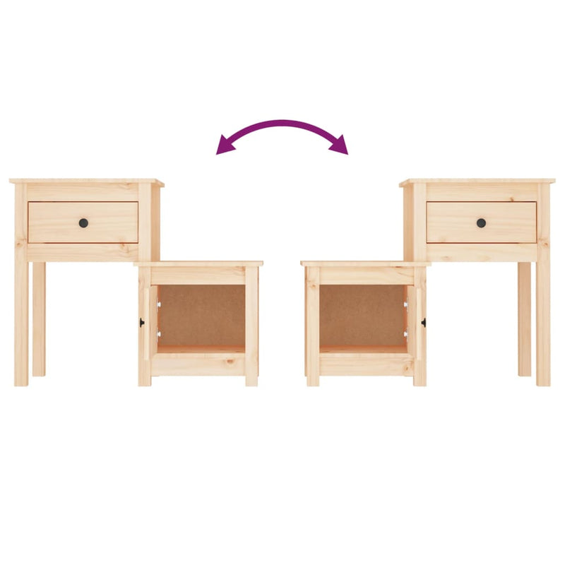 vidaXL Bedside Cabinets 2 pcs 79.5x38x65.5 cm Solid Wood Pine