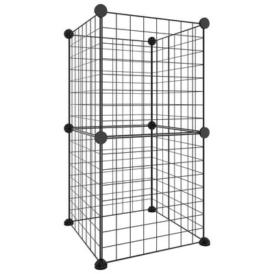 vidaXL 8-Panel Pet Cage Black 35x35 cm Steel