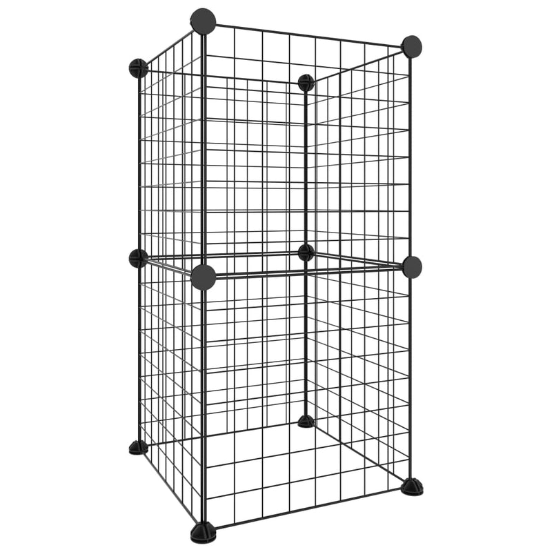 vidaXL 8-Panel Pet Cage Black 35x35 cm Steel