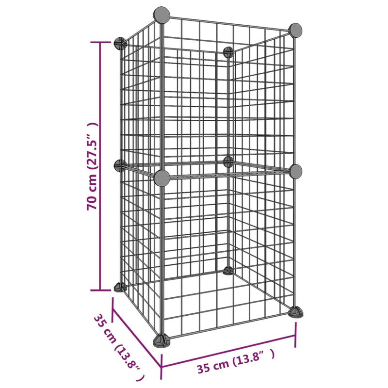 vidaXL 8-Panel Pet Cage Black 35x35 cm Steel