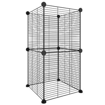 vidaXL 8-Panel Pet Cage Black 35x35 cm Steel