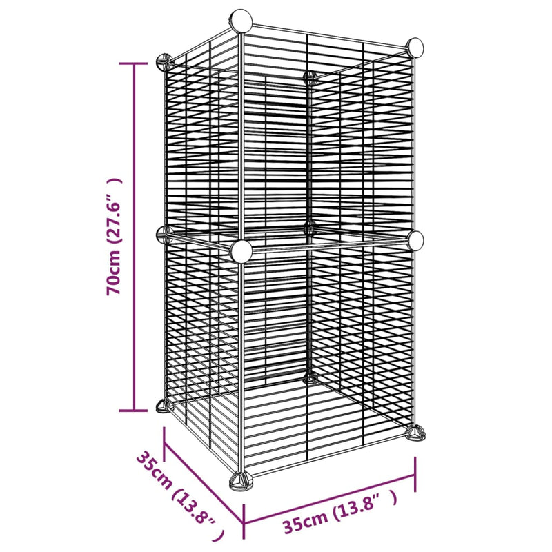vidaXL 8-Panel Pet Cage Black 35x35 cm Steel
