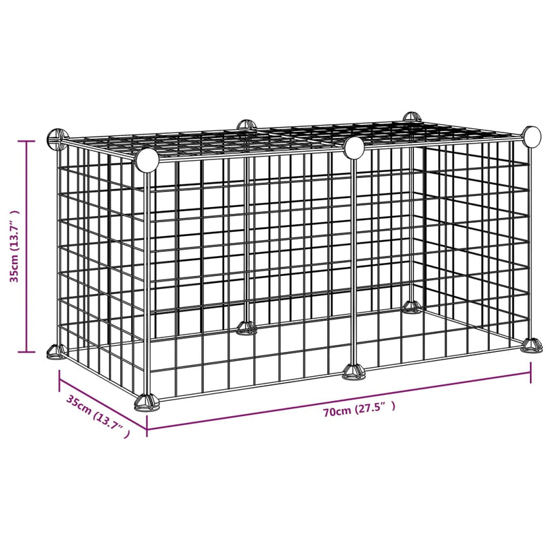 vidaXL 8-Panel Pet Cage Black 35x35 cm Steel