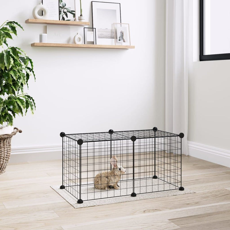 vidaXL 8-Panel Pet Cage Black 35x35 cm Steel