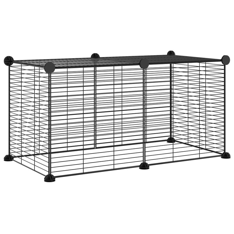 vidaXL 8-Panel Pet Cage Black 35x35 cm Steel