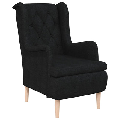vidaXL Armchair with Stool Black Fabric