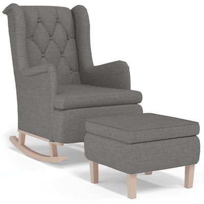 vidaXL Armchair with Rocking Legs and Stool Cream Fabric