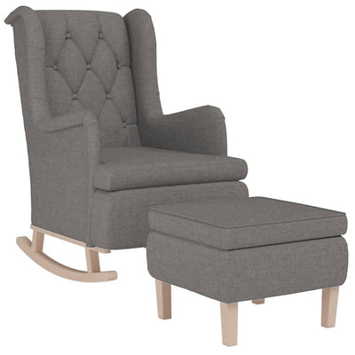 vidaXL Armchair with Rocking Legs and Stool Cream Fabric