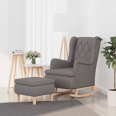 vidaXL Armchair with Rocking Legs and Stool Cream Fabric