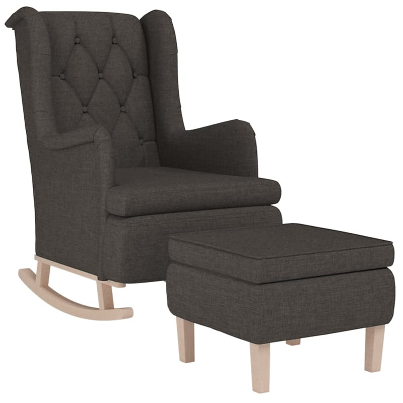 vidaXL Armchair with Rocking Legs and Stool Cream Fabric