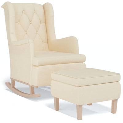vidaXL Armchair with Rocking Legs and Stool Cream Fabric