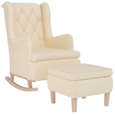 vidaXL Armchair with Rocking Legs and Stool Cream Fabric