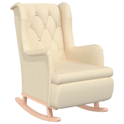 vidaXL Armchair with Rocking Legs and Stool Cream Fabric