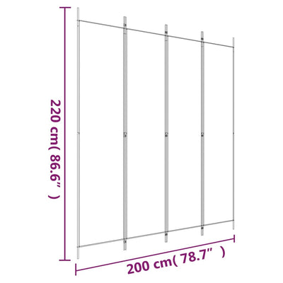 vidaXL 4-Panel Room Divider Anthracite 200x220 cm Fabric