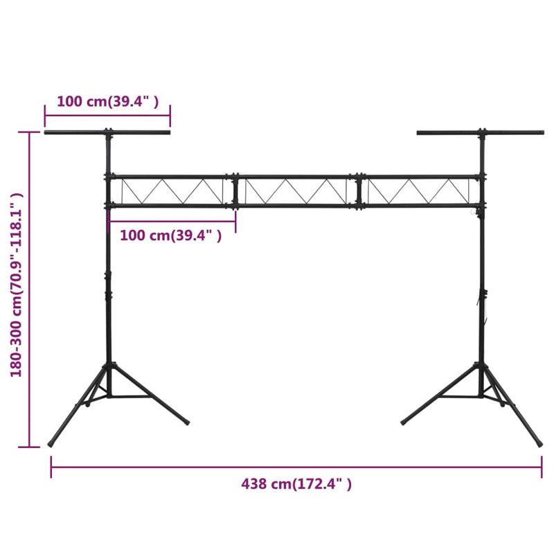 vidaXL Light Stand Black 338x115x(180-300) cm Steel