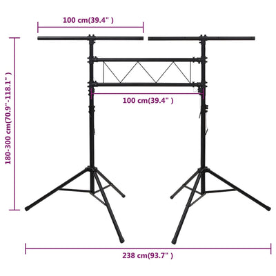 vidaXL Light Stand Black 338x115x(180-300) cm Steel