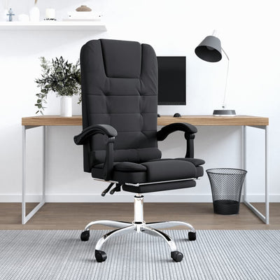 vidaXL Massage Reclining Office Chair Black Faux Leather