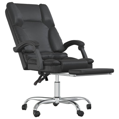 vidaXL Massage Reclining Office Chair Black Faux Leather