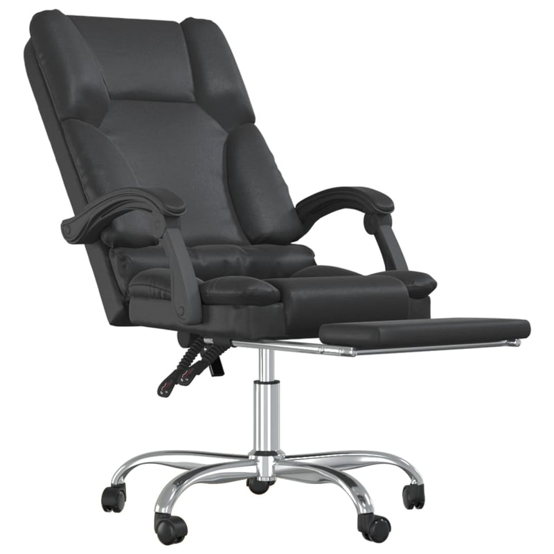 vidaXL Massage Reclining Office Chair Black Faux Leather