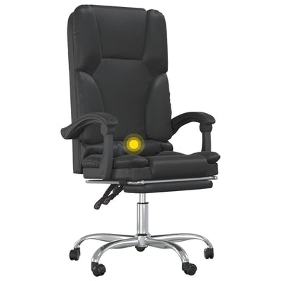 vidaXL Massage Reclining Office Chair Black Faux Leather