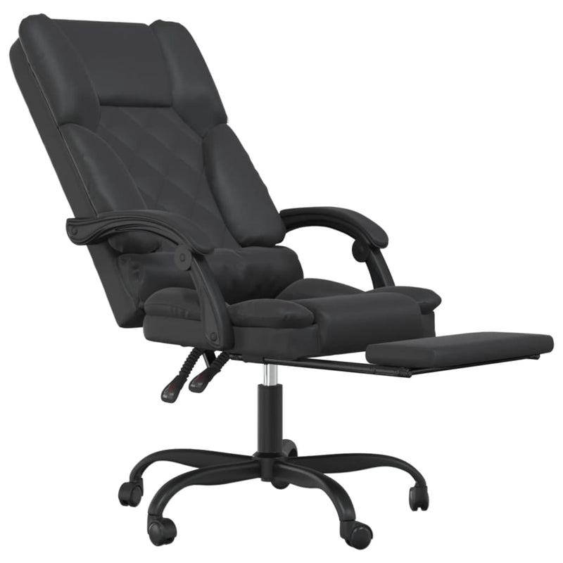 vidaXL Massage Reclining Office Chair Black Faux Leather