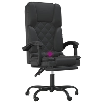 vidaXL Massage Reclining Office Chair Black Faux Leather