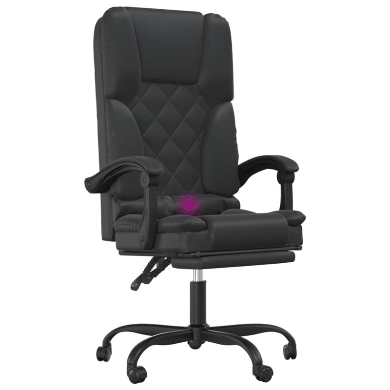 vidaXL Massage Reclining Office Chair Black Faux Leather