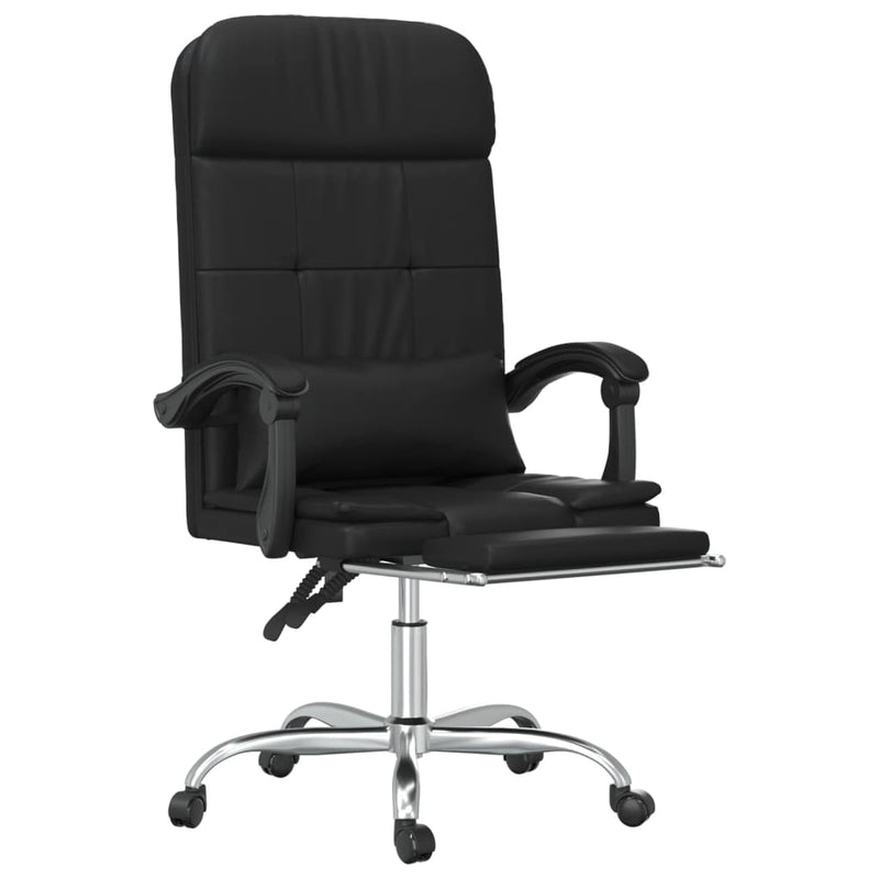 vidaXL Massage Reclining Office Chair Black Faux Leather