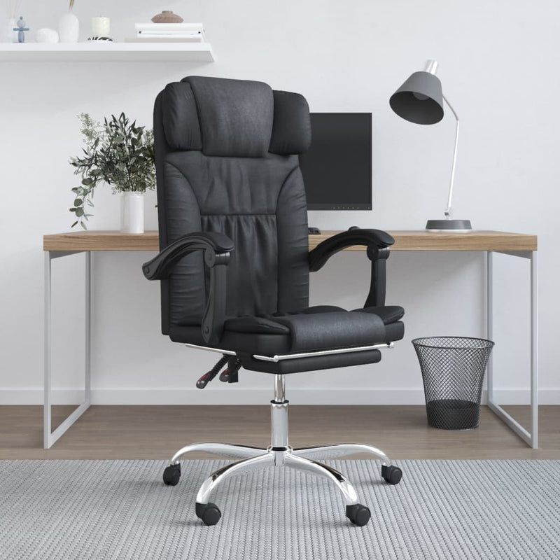 vidaXL Massage Reclining Office Chair Black Faux Leather