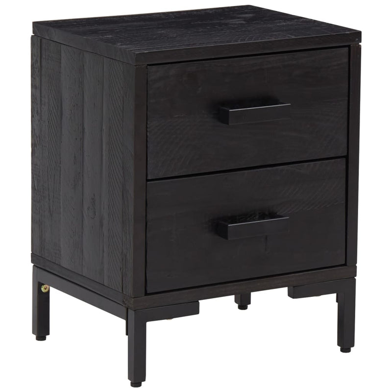 vidaXL Bedside Cabinet Black 36x30x45 cm Solid Pinewood