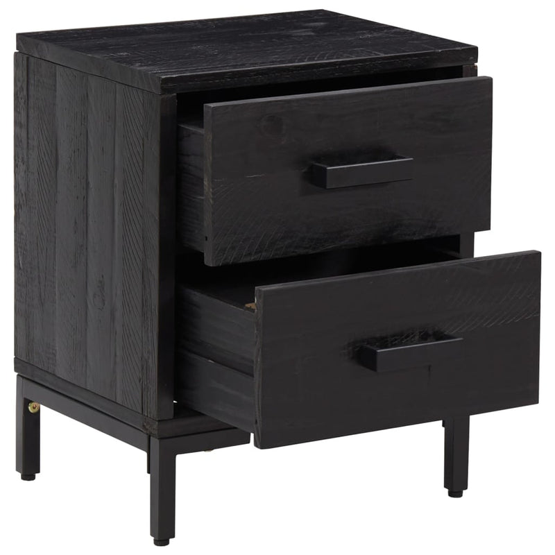 vidaXL Bedside Cabinet Black 36x30x45 cm Solid Pinewood