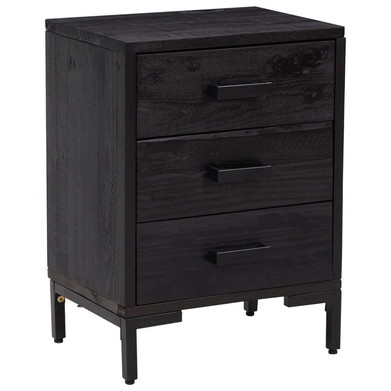vidaXL Bedside Cabinet Black 40x30x55 cm Solid Pinewood