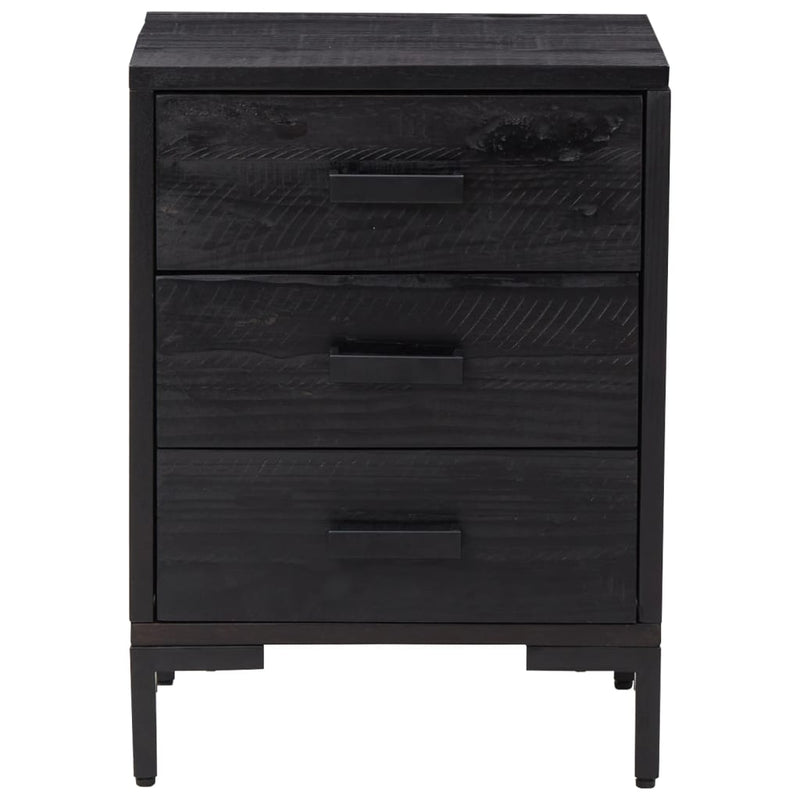 vidaXL Bedside Cabinet Black 40x30x55 cm Solid Pinewood