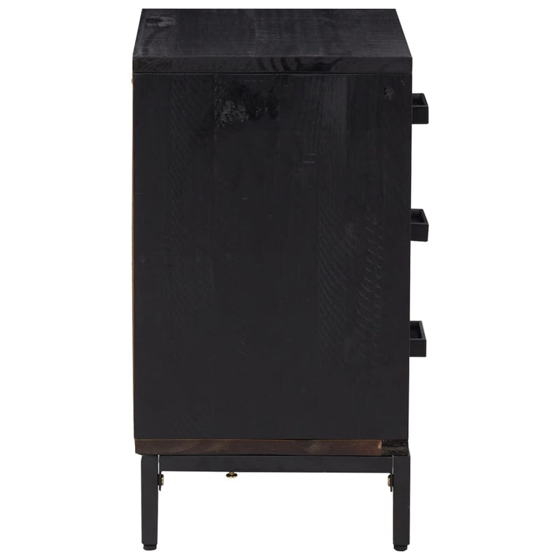 vidaXL Bedside Cabinet Black 40x30x55 cm Solid Pinewood