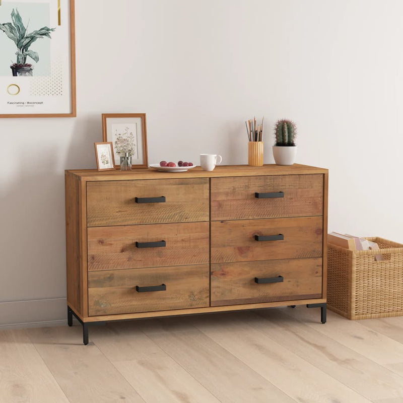 vidaXL Sideboard Black 110x35x70 cm Solid Pinewood