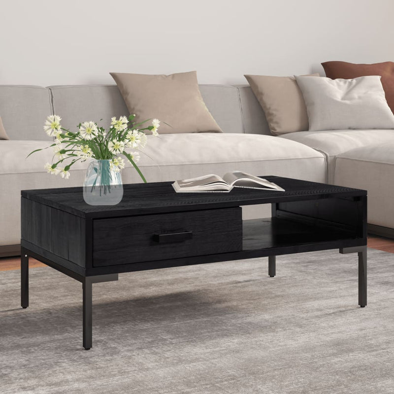 vidaXL Coffee Table Black 90x50x35 cm Solid Pinewood