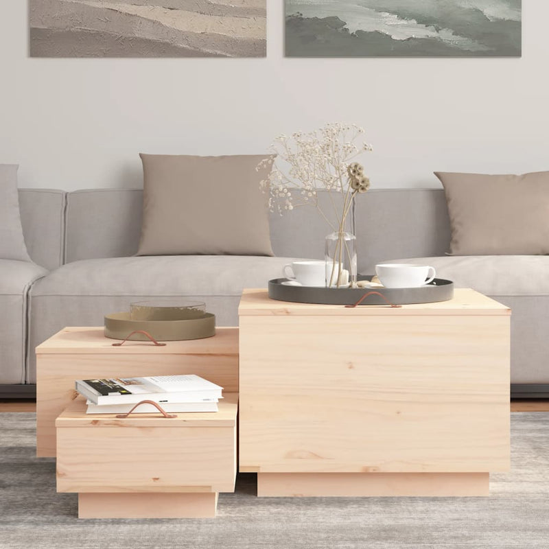 vidaXL Storage Boxes with Lids 3 pcs Solid Wood Pine