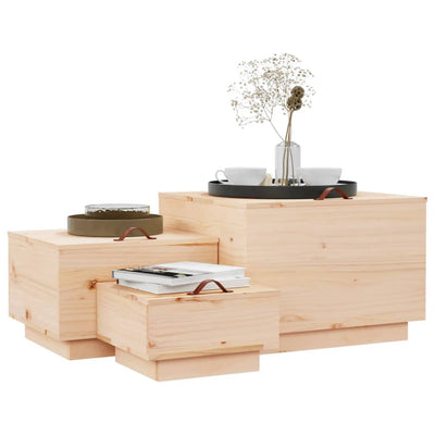 vidaXL Storage Boxes with Lids 3 pcs Solid Wood Pine