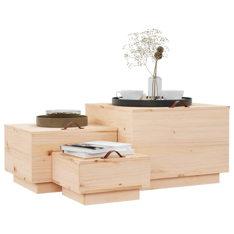 vidaXL Storage Boxes with Lids 3 pcs Solid Wood Pine