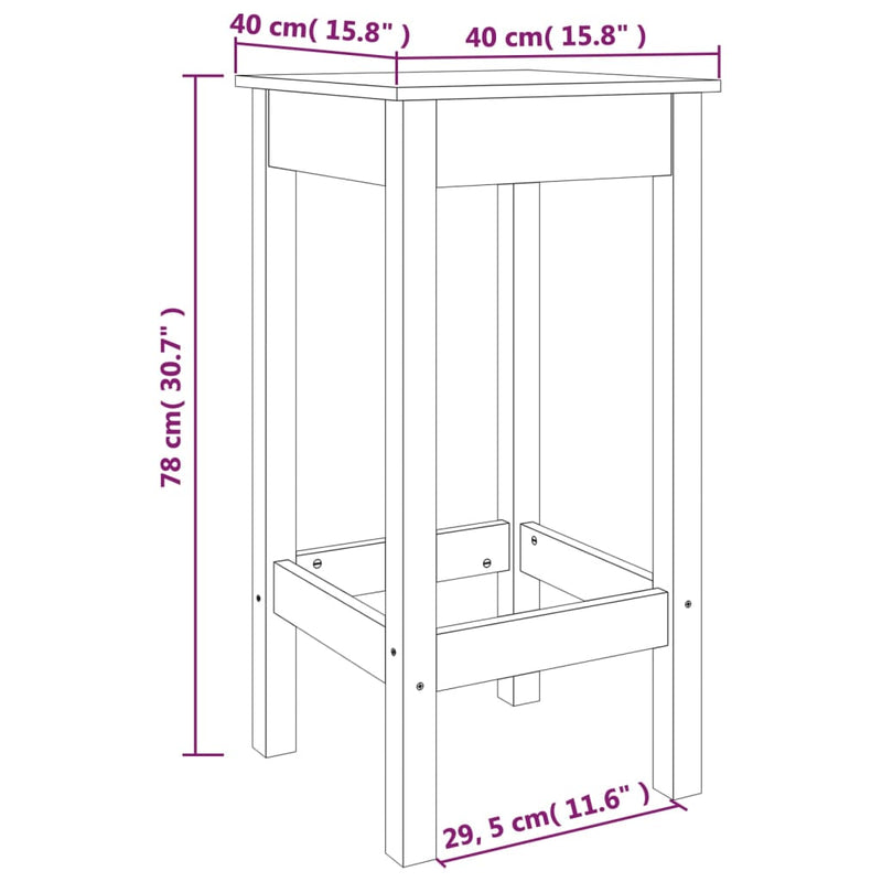 vidaXL Bar Chairs 2 pcs 40x40x78 cm Solid Wood Pine