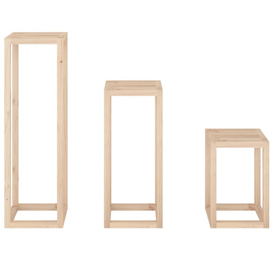 vidaXL 3 Piece Plant Stand Set Solid Wood Pine