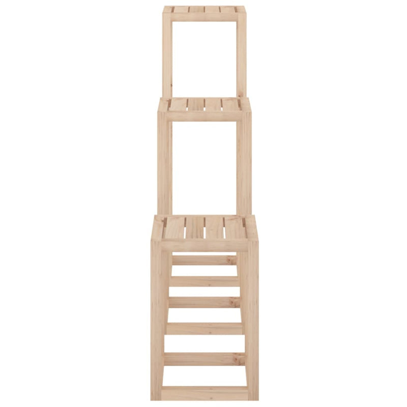 vidaXL 3 Piece Plant Stand Set Solid Wood Pine