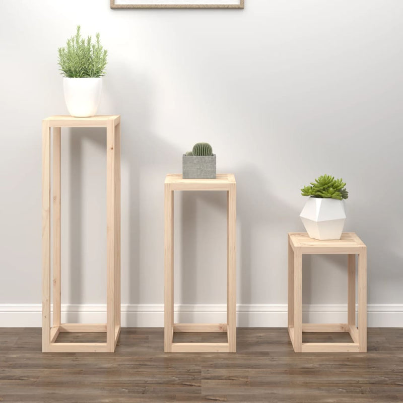 vidaXL 3 Piece Plant Stand Set Solid Wood Pine
