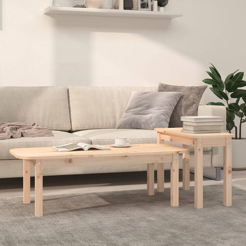 vidaXL 2 Piece Coffee Table Set Solid Wood Pine